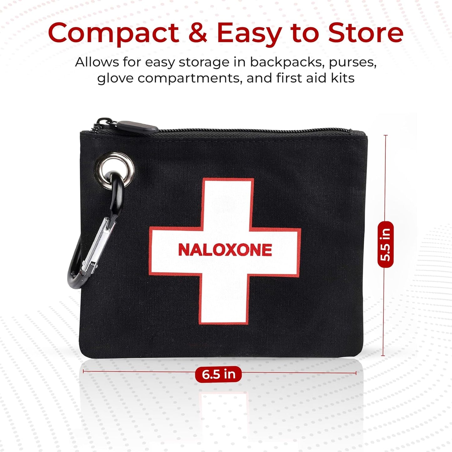 Naloxone Overdose Kit Bag – Compact Canvas Pouch for Naloxone Nasal Spray & Opioid Emergency Response – Holds 2 Naloxone Sprays & Accessories – Naloxone Not Included Black, 100 Units