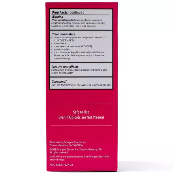 NARCAN Nasal Spray 4mg Single Dose Opioid Overdose Emergency Treatment - 2ct