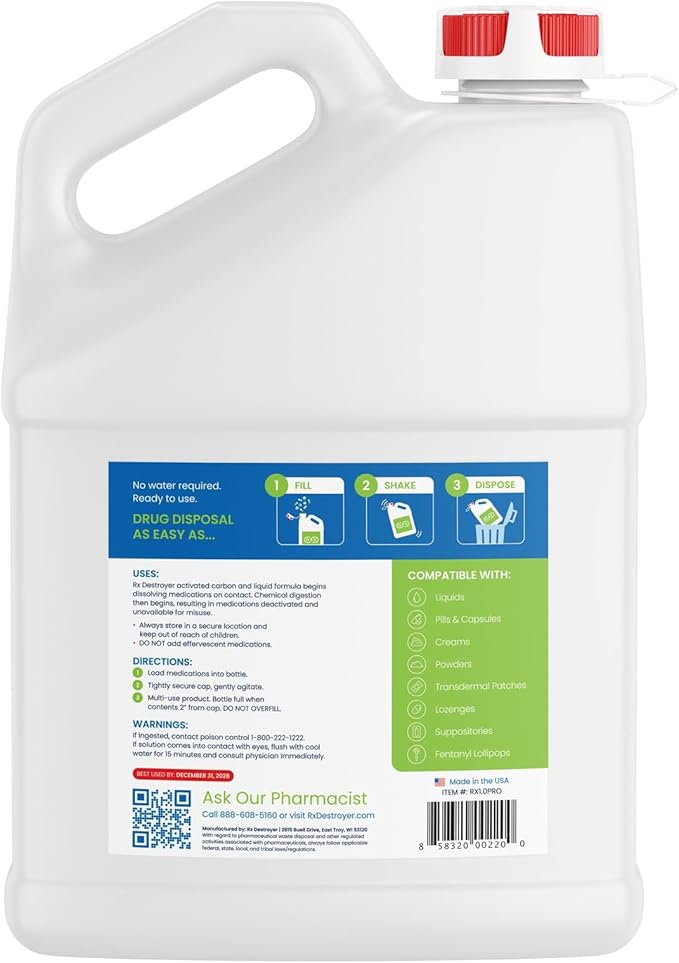 rx destroyer tm pro series all- purpose, 1 gallon bottles, tethered cap & view gauge , 4 btl/cs