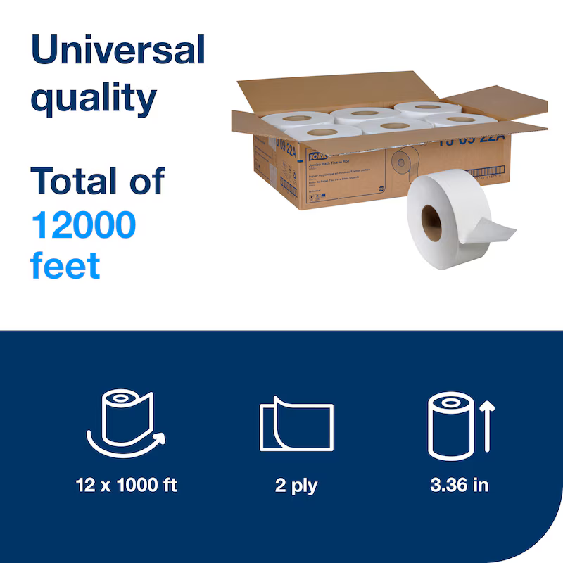 Essity TJ0922A - Tork Jumbo Toilet Paper Roll White T22