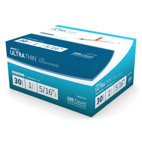 Aimsco Ultra Thin U-100 Insulin Syringes