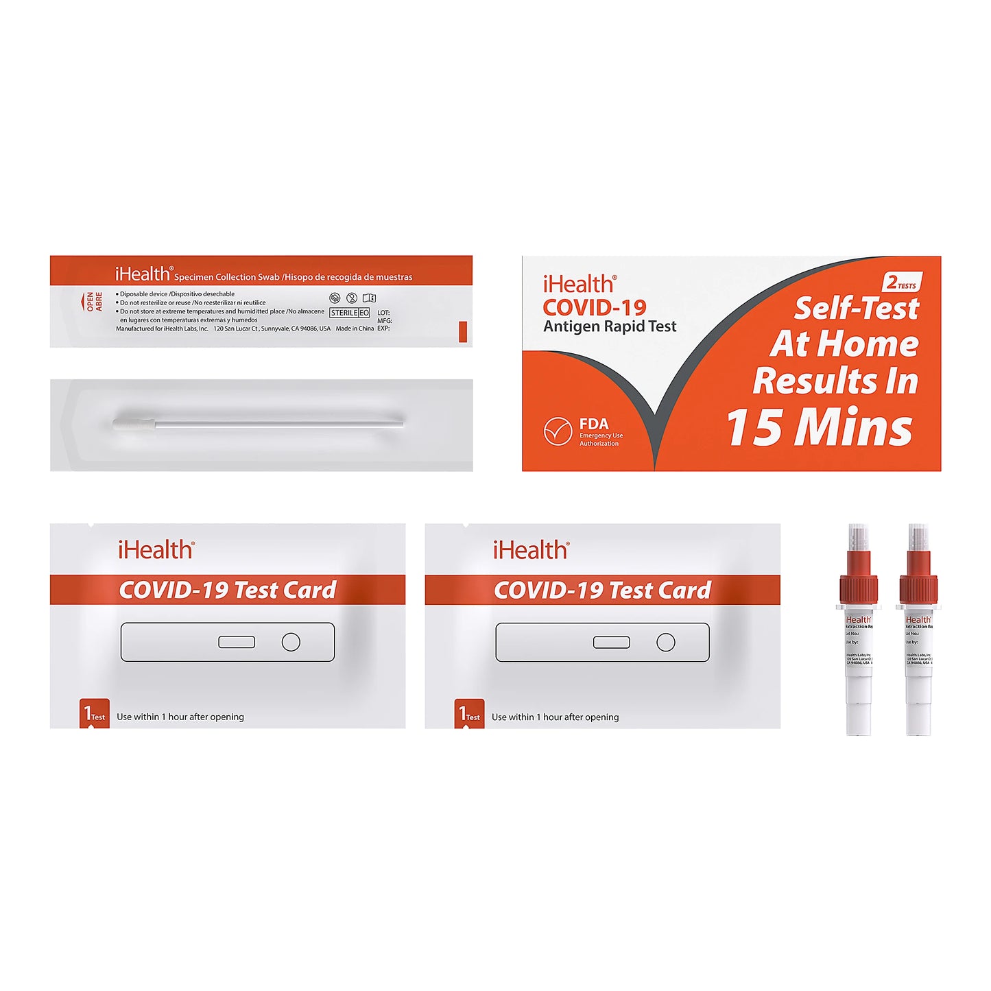 iHealth COVID-19 Rapid Antigen Test (OTC) (2 tests/box)