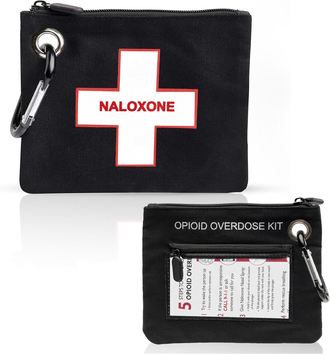 Naloxone Overdose Kit Bag – Compact Canvas Pouch for Naloxone Nasal Spray & Opioid Emergency Response – Holds 2 Naloxone Sprays & Accessories – Naloxone Not Included Black, 100 Units