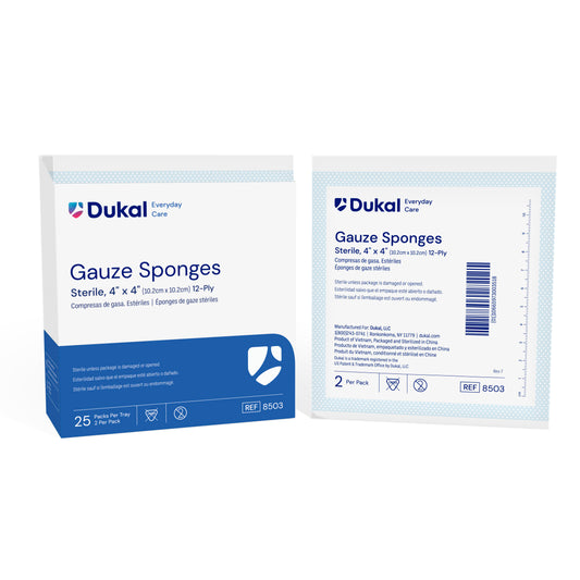 Dukal 8503 - Everyday Care Sterile Gauze Sponges, 12-Ply, 4" x 4" (1200/cs)
