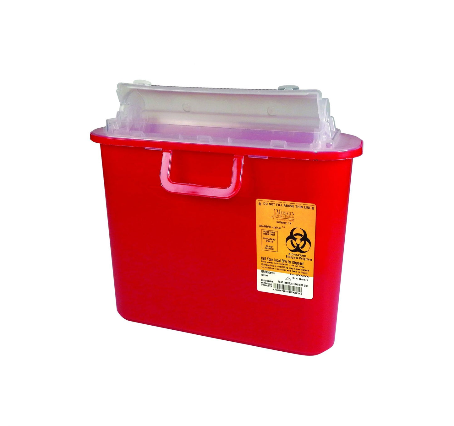 8716 Stackable Sharps-Tainers™ – Sharps Container, 16 Gallon Red, 13½"W x 13½"D x 25½"H, 6/cs (8 cs/plt)
