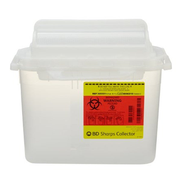 BD™ Patient room sharps collector counterbalanced door, 5.4 qt, Clear 305551