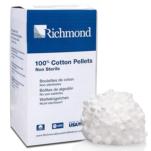 Cotton Pellets, Size 2, 7/32" Dia,  2550/bx Richmond Dental 100107