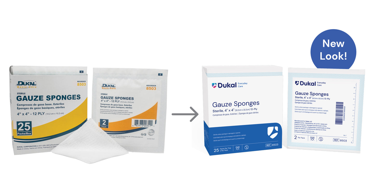 Dukal 8503 - Everyday Care Sterile Gauze Sponges, 12-Ply, 4" x 4" (1200/cs)