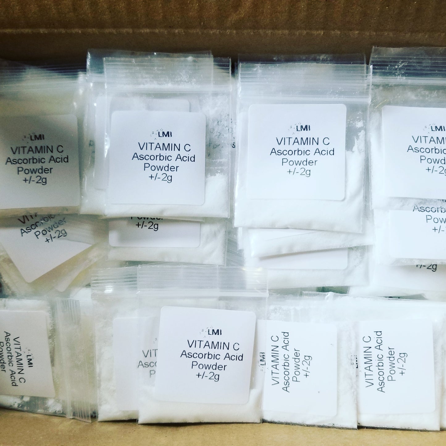 Ascorbic Acid (Vitamin C powder) packaged in 2x2 bags (Qty 100, 1000 or 5000)